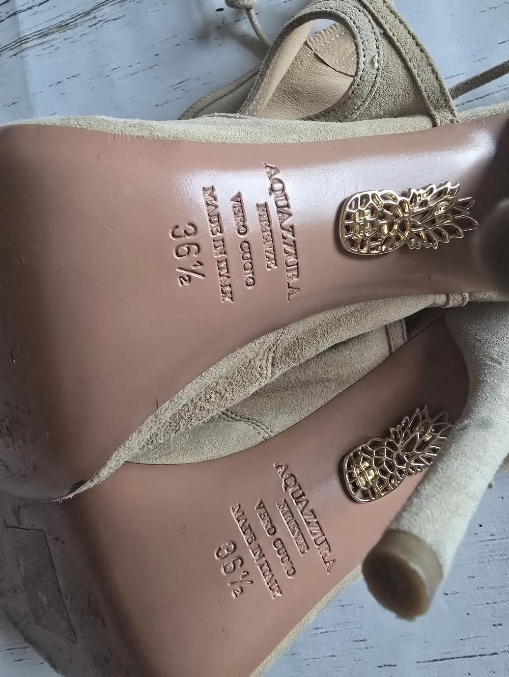 Aquazurra Sexy Thing Cut Out Suede Heels - Picture 4 of 5